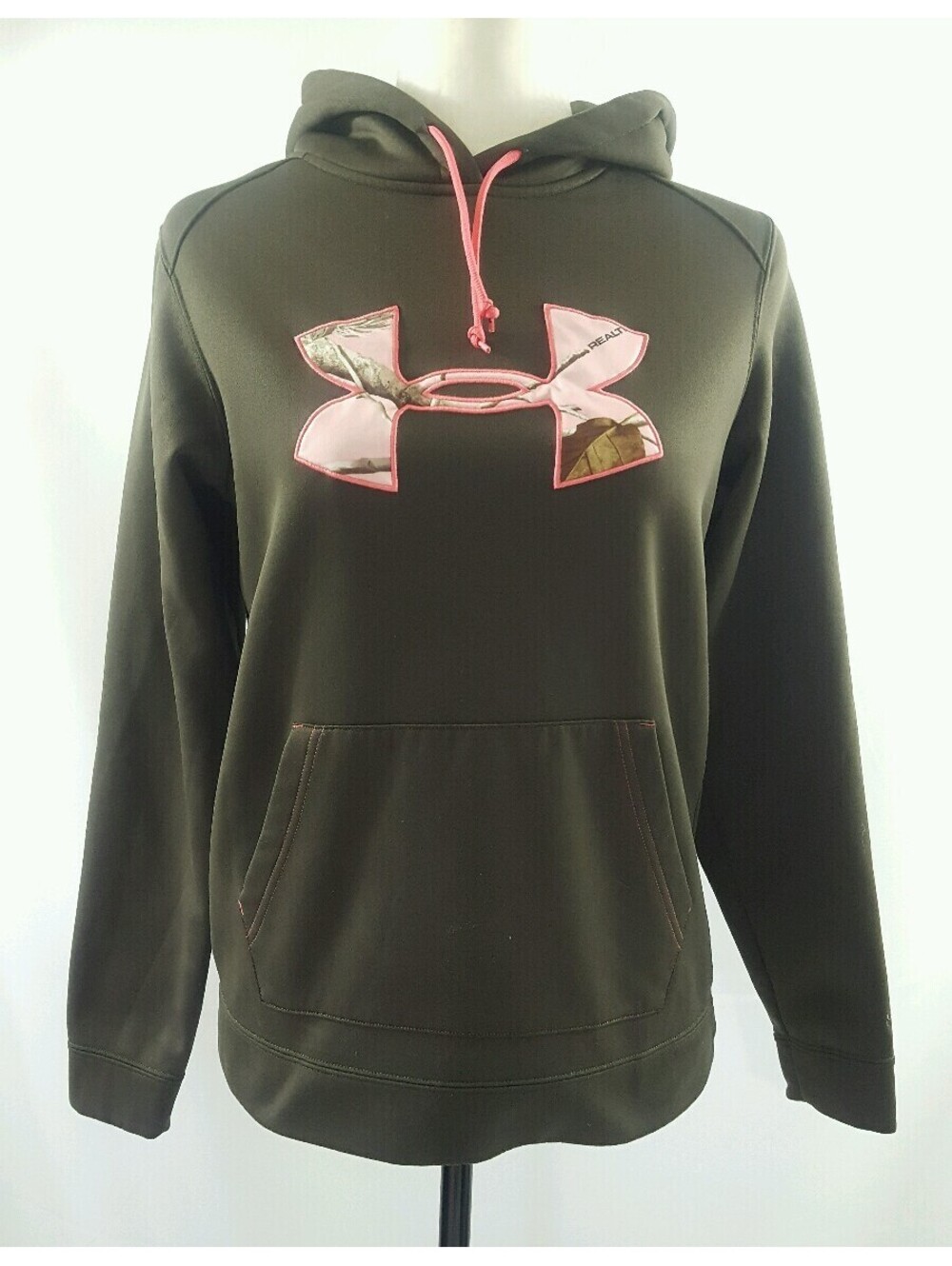 Under Armour Storm RealTree Semi Fitted Green Pink Hooded Sweatshirt Small